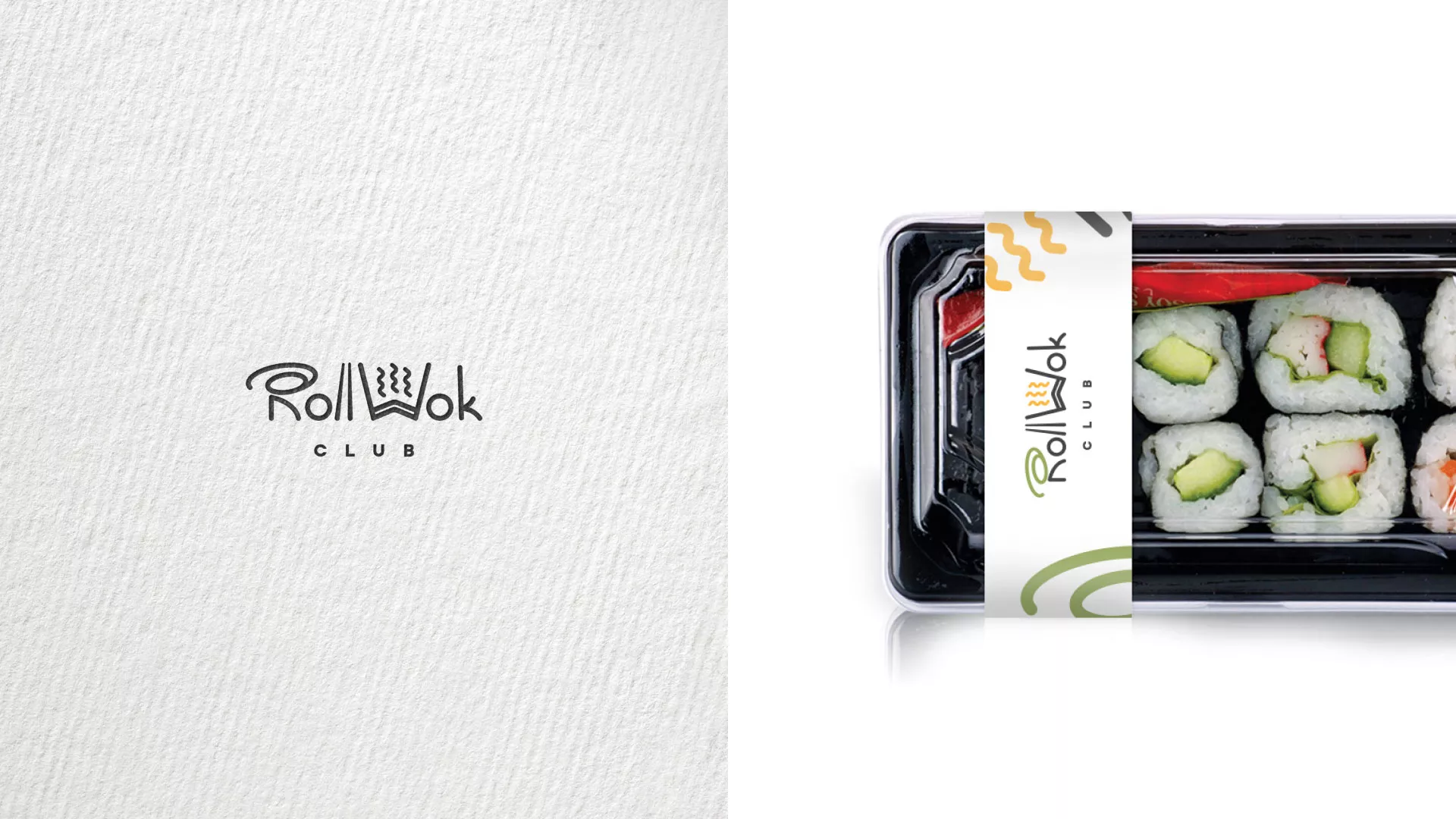 Разработка логотипа и фирменного стиля суши-бара «Roll Wok Club» в Нижнем Ломове