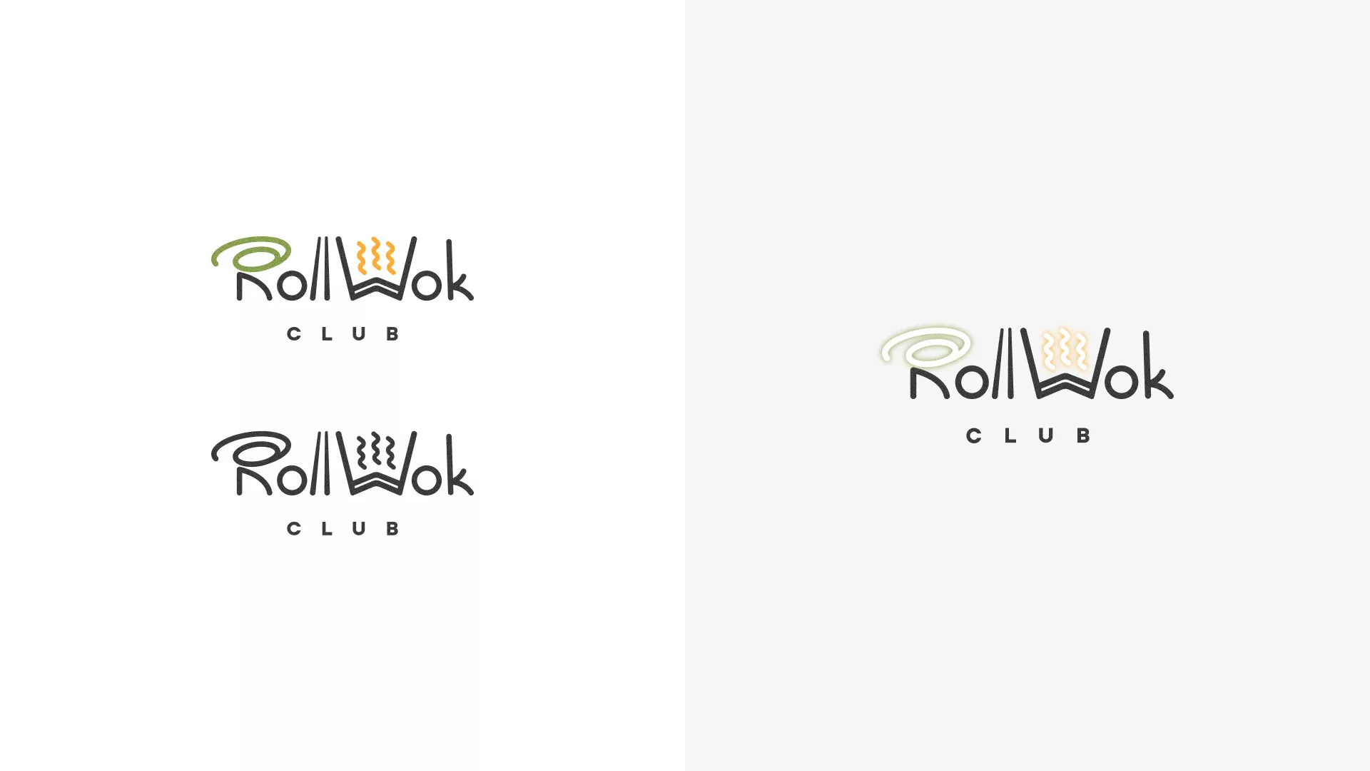 Разработка логотипа и фирменного стиля суши-бара «Roll Wok Club» в Нижнем Ломове