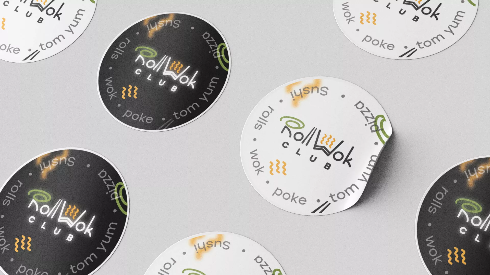 Разработка наклеек для суши-бара «Roll Wok Club» в Нижнем Ломове